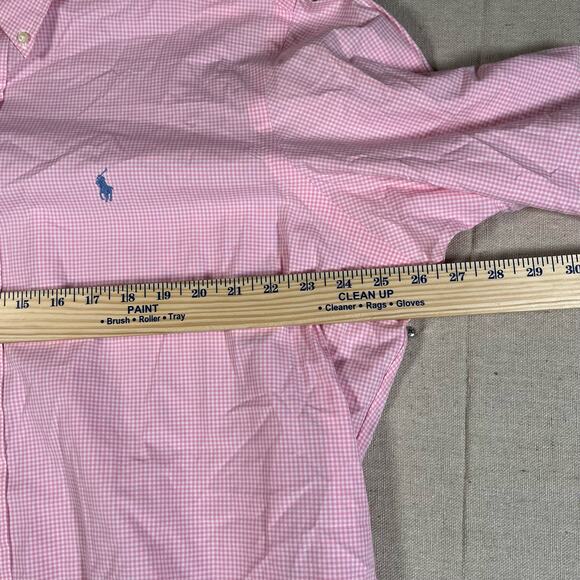 Y2K Polo Ralph Lauren Mens XL Long Sleeve Pink Checkered Button Down - Picture 5 of 7